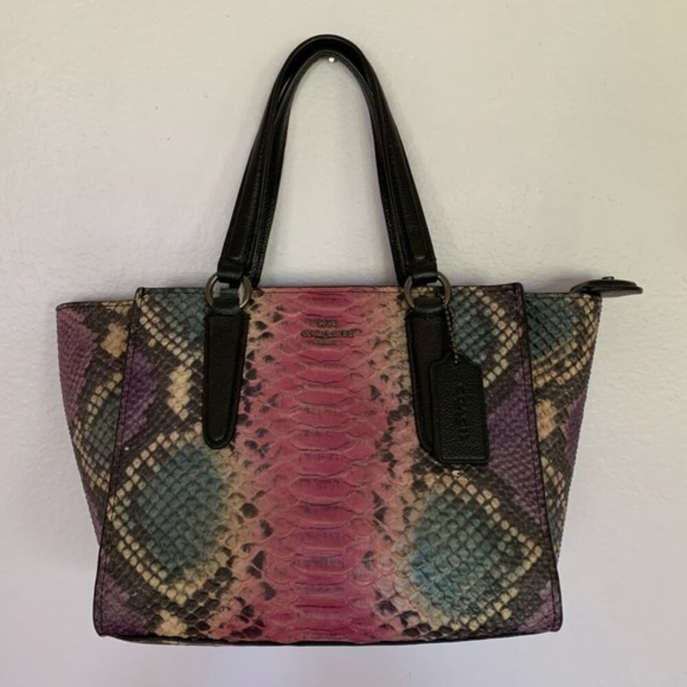 Coach Multicolor Python Embossed and Leather Crosby Carryall Tote